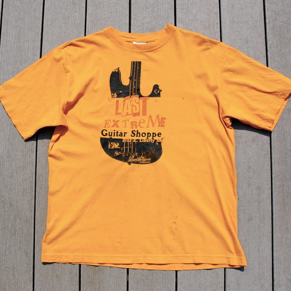 Vintage 90's Levi Strauss guitar shirt Last Extreme Guitar Shop Tshirt